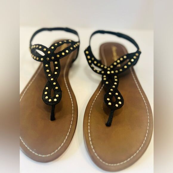 American Eagle Women’s Size 8.5 Black/Brown Sandals with Studded Design - Picture 3 of 8